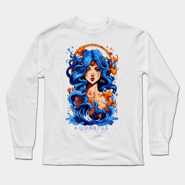 Zodiac sign Aquarius T-shirt Long Sleeve T-Shirt by Emotiondesign